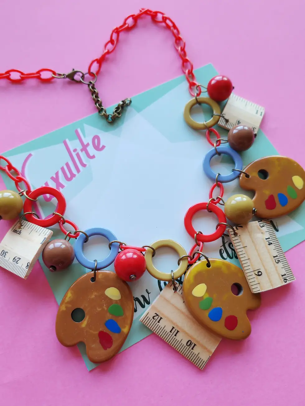 Thumbnail: The Artist's Studio - Artist Paint Palette Brooch OR Necklace - Luxulite