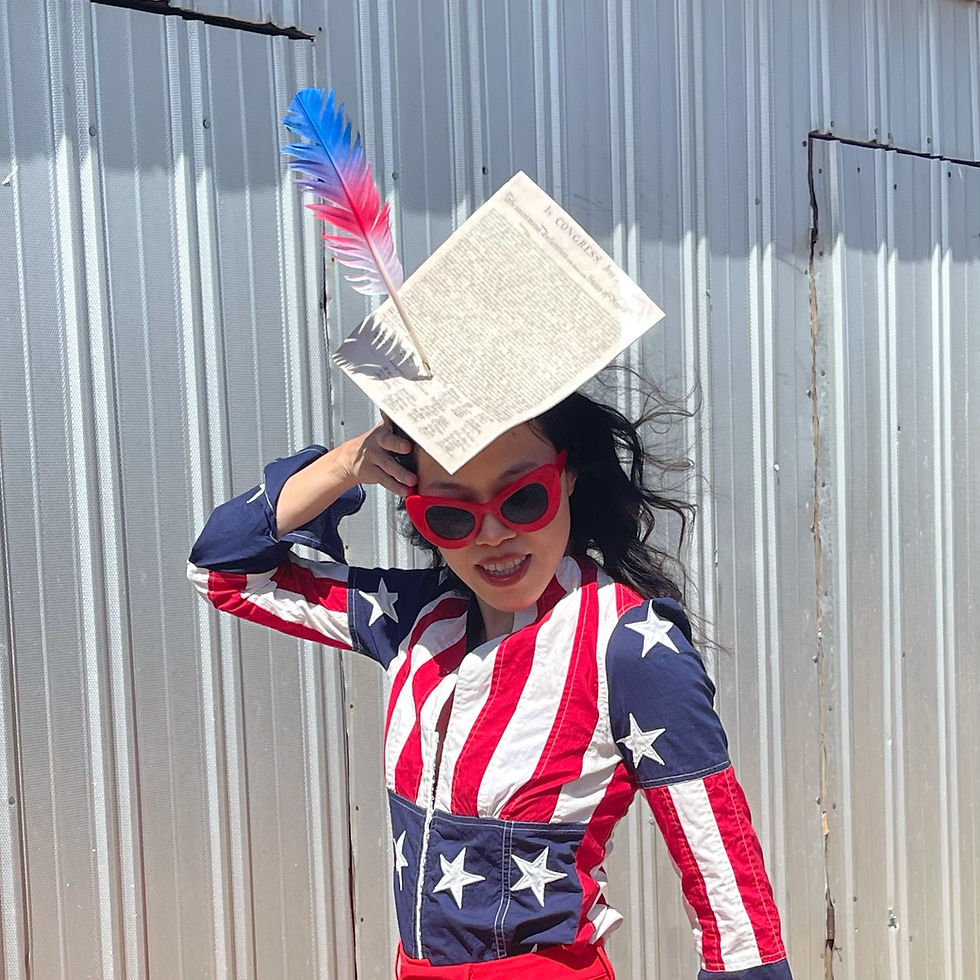 Declaration of Independence & Feather Quill Surrealist Headpiece