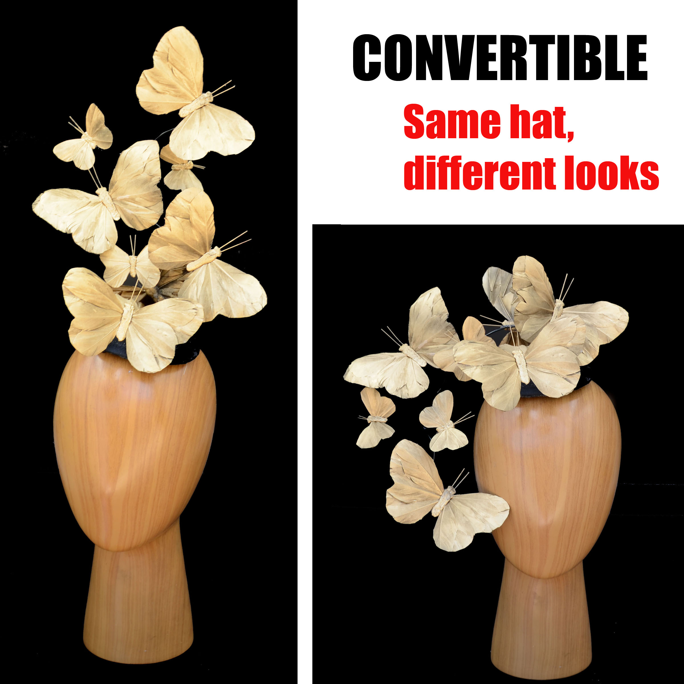 gold hats and fascinators