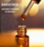 Description of Natural Retinol Bakuchiol key ingredient, with image of an eye dropper squeezing Bakuchiol into a glass bottle