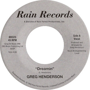 Backatcha record label design recreation by Bret Syfert for Dreamin' by Greg Henderson