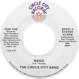 Backatcha record label design by Bret Syfert for Magic by The Circle City Band
