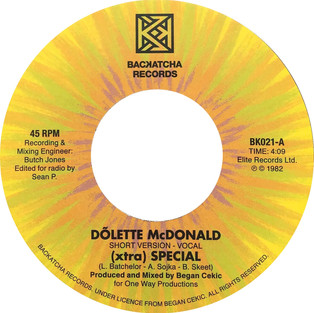 Backatcha record label design by Bret Syfert for (xtra) Special by Dolette McDonald
