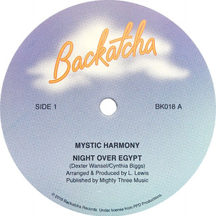 Backatcha record label design by Bret Syfert for Night Over Egypt by Mystic Harmony
