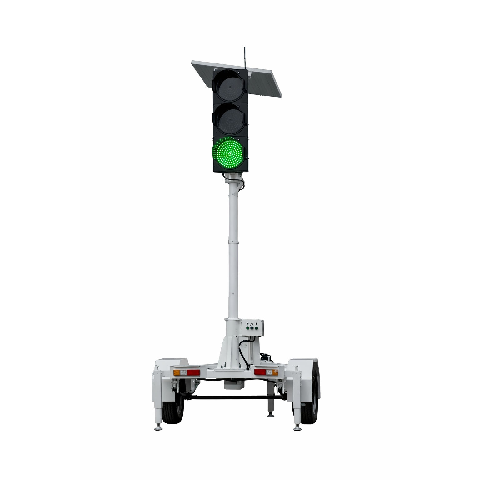 AXCSS Semaforo Movil Solar Tricolor 30cm con Trailer Señalización Vial Autónoma