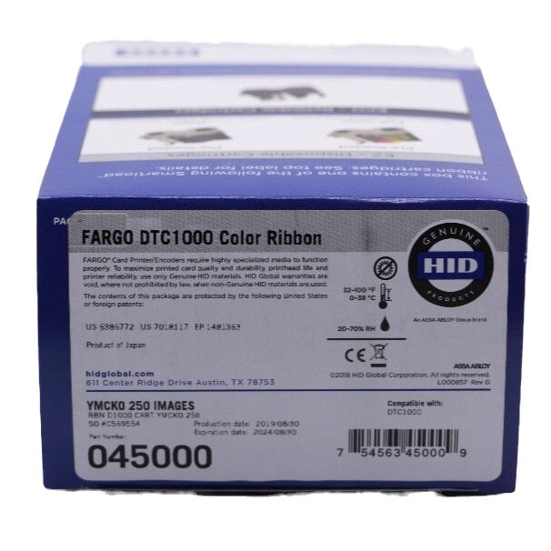 Cinta Fargo 045000 Original YMCKO | 250 Imp. para DTC1250e y DTC1000