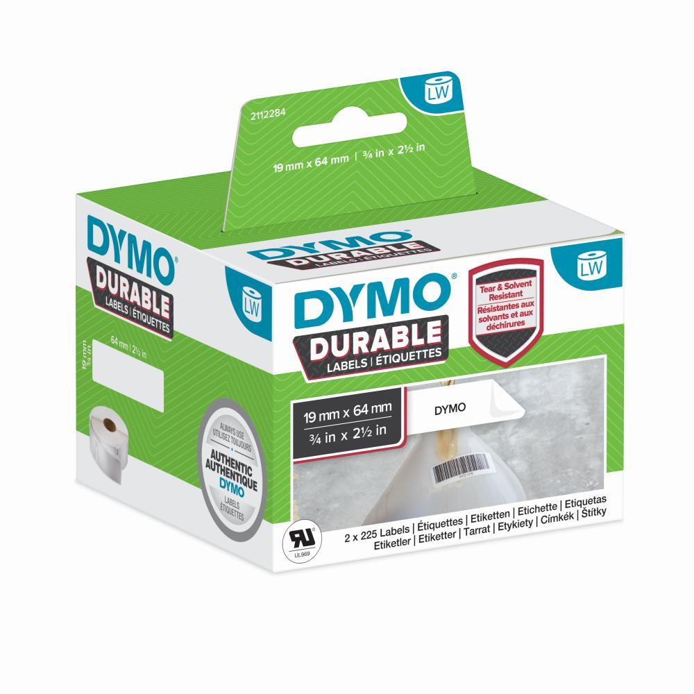 Caja de 900 Etiquetas 19x64mm Resiste Solventes Dymo 450 Dymo 550 1933085 | DYMO