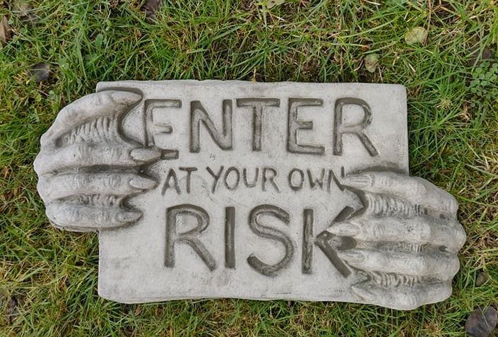 Concrete garden ornament  Enter plaque