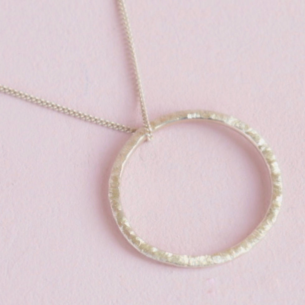 Textured circle sterling silver necklace