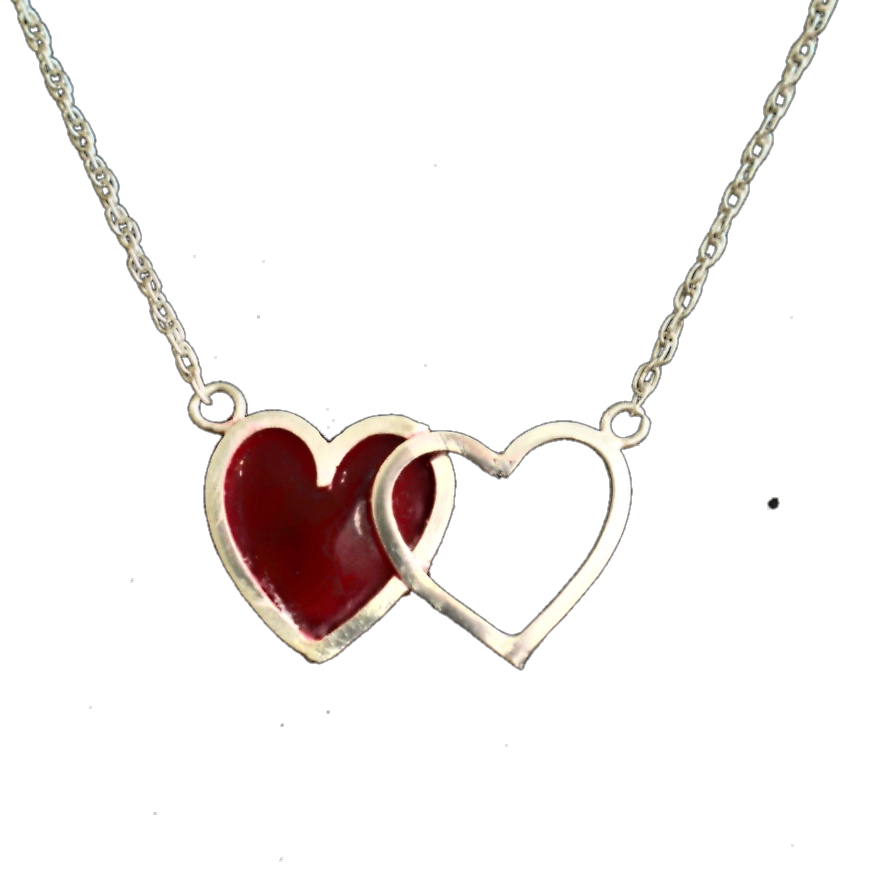 Interlocking hearts red enamel necklace