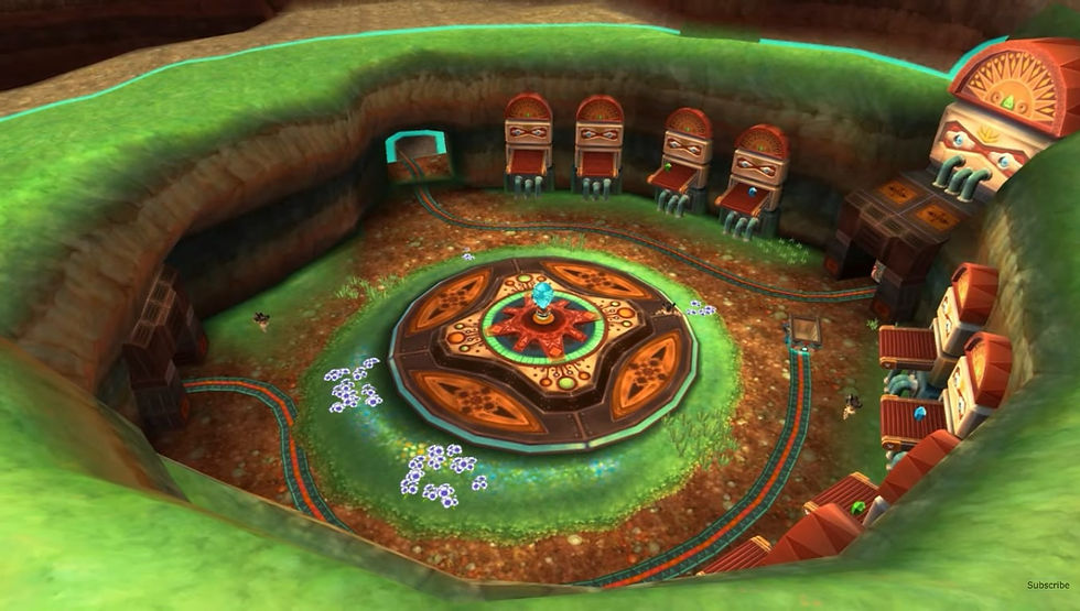 the central hub of the mine is brought back to life by the stone