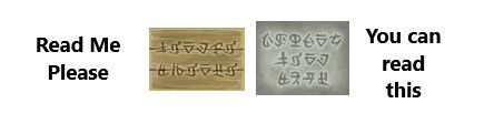 Wooden and stone sign models.