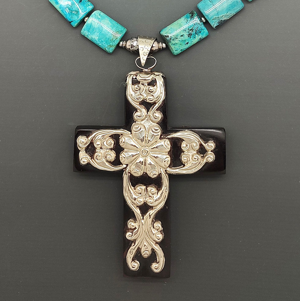 Thumbnail: Turquoise and Tibetan Cross Necklace