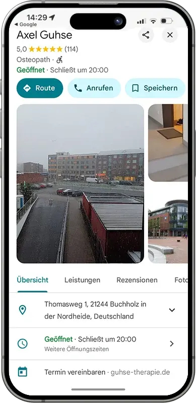 PJWEB Google Unternehmensprofil von Axel Guhse Osteopathie Buchholz