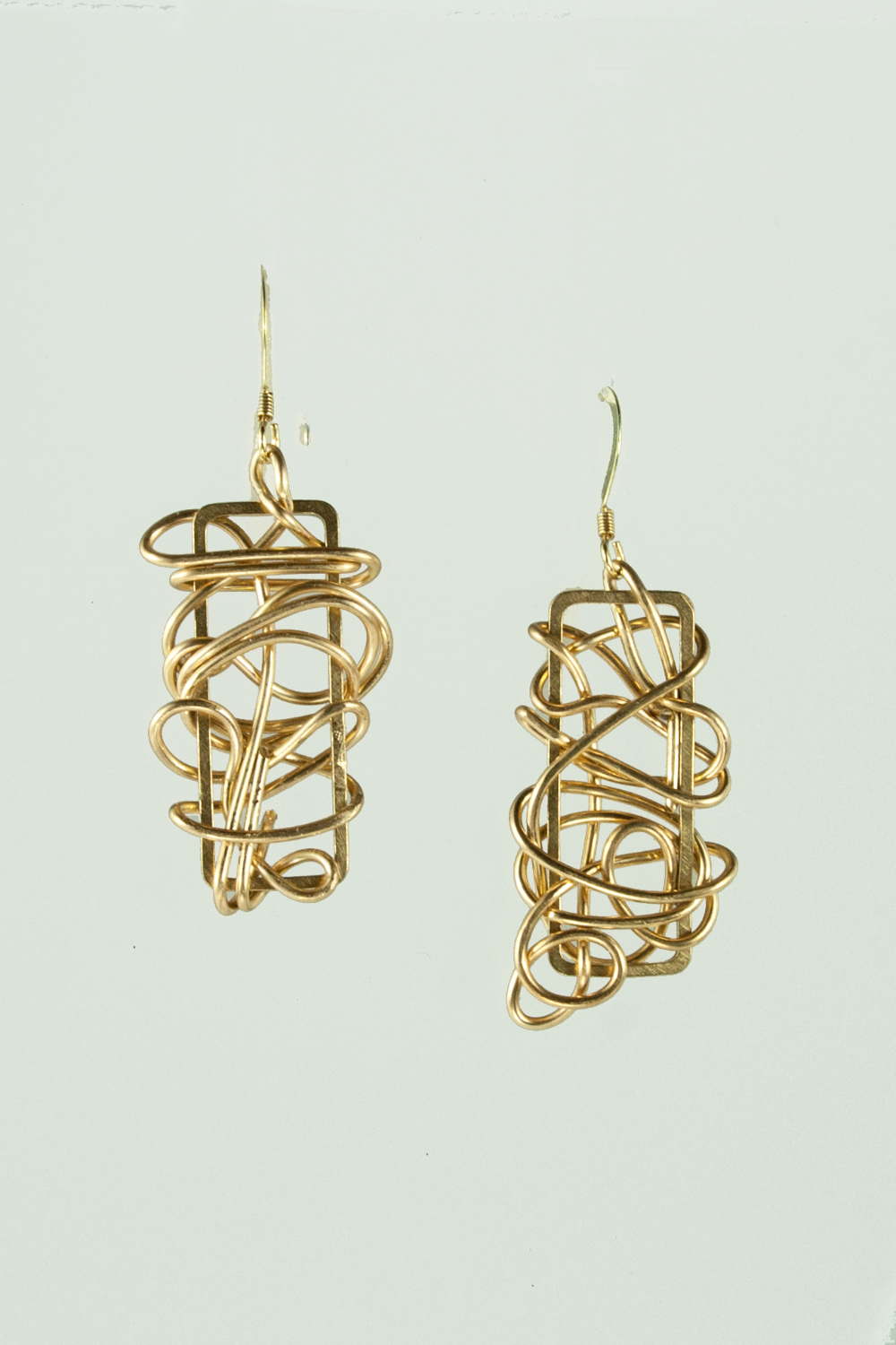 Brass Rectangular Earrings