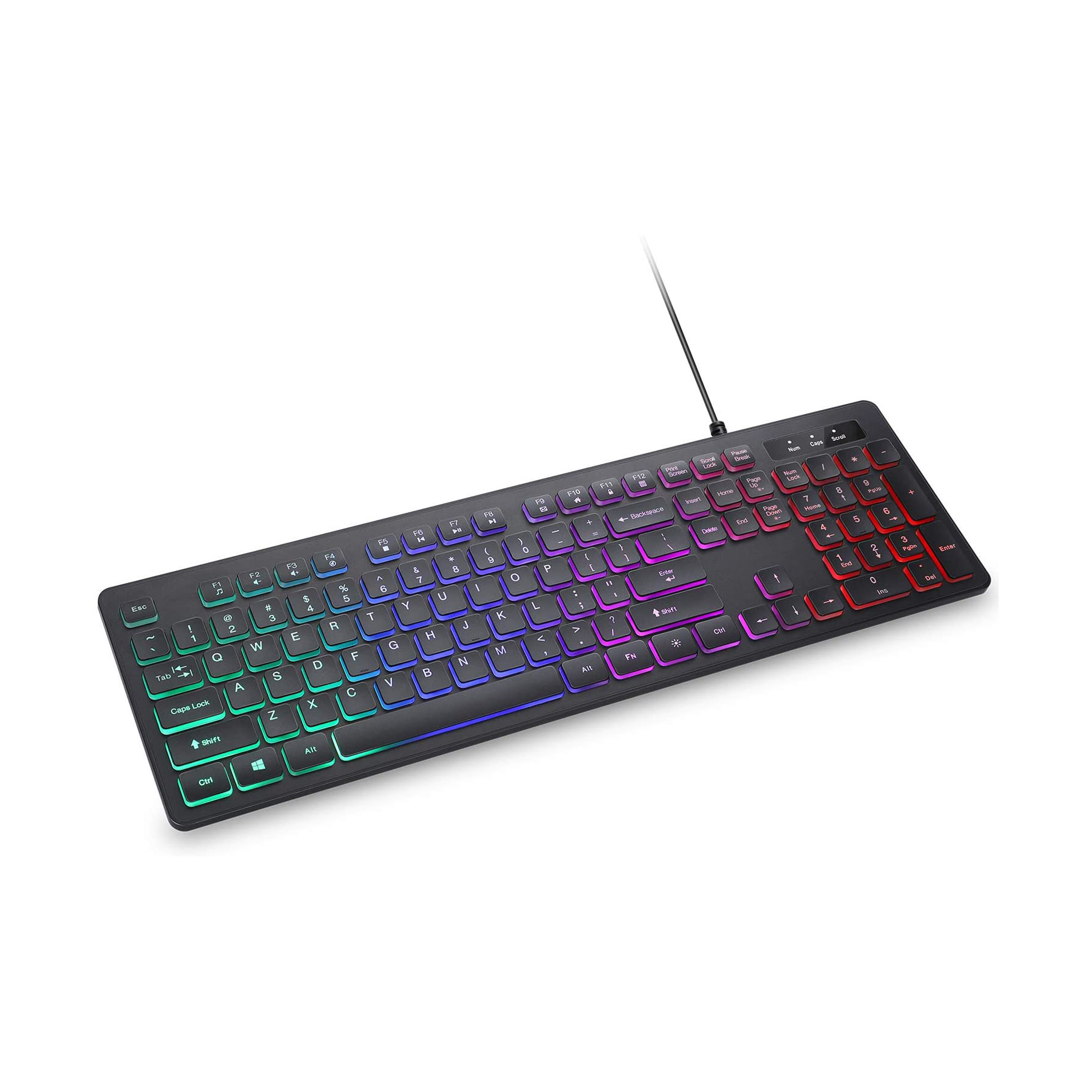Wired Backlit Keyboard, seenda Slim USB Illuminated