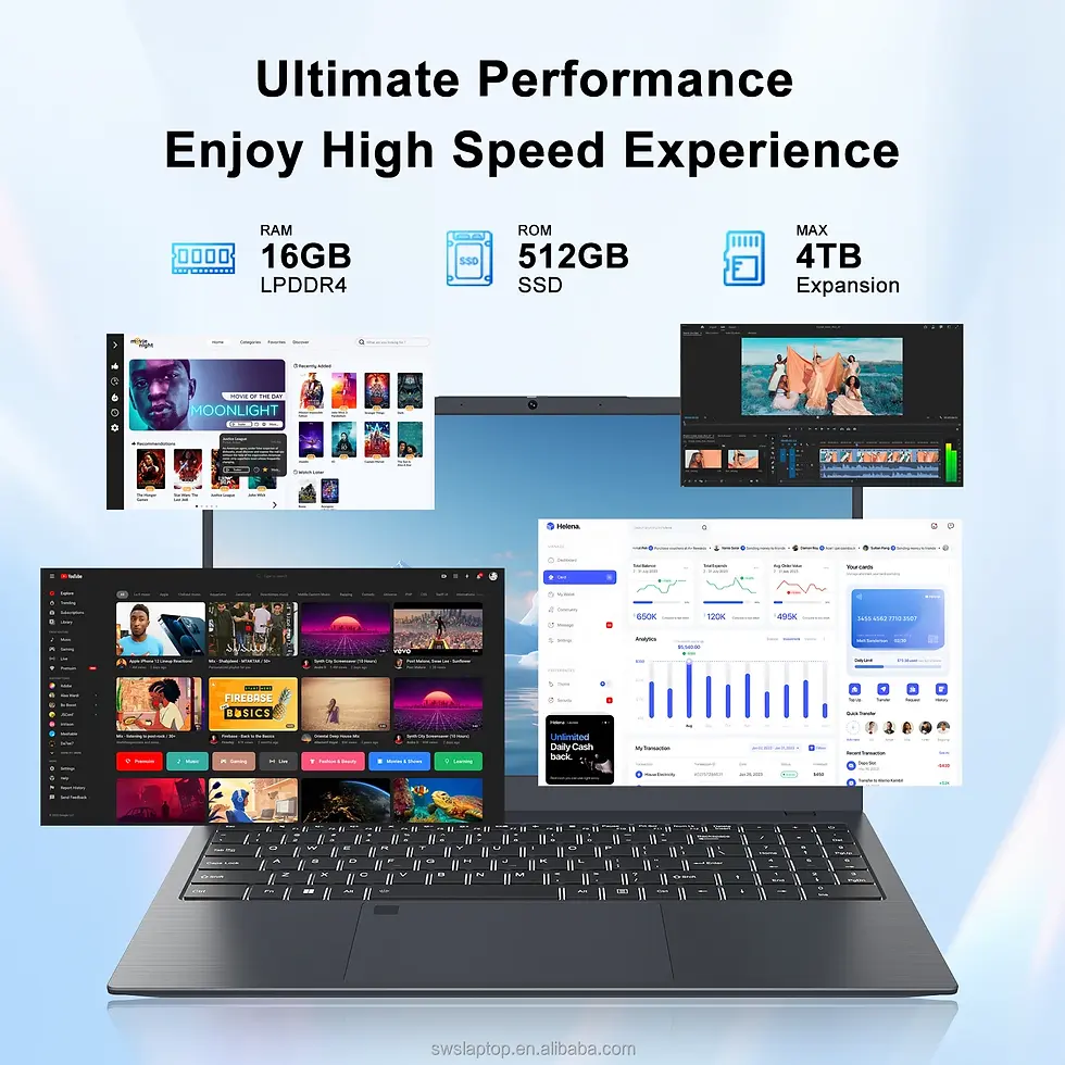 Thumbnail: BLUEING 15.6" Laptop 16GB, 512GB, Intel Celeron N5095 IPS Display "H91410"