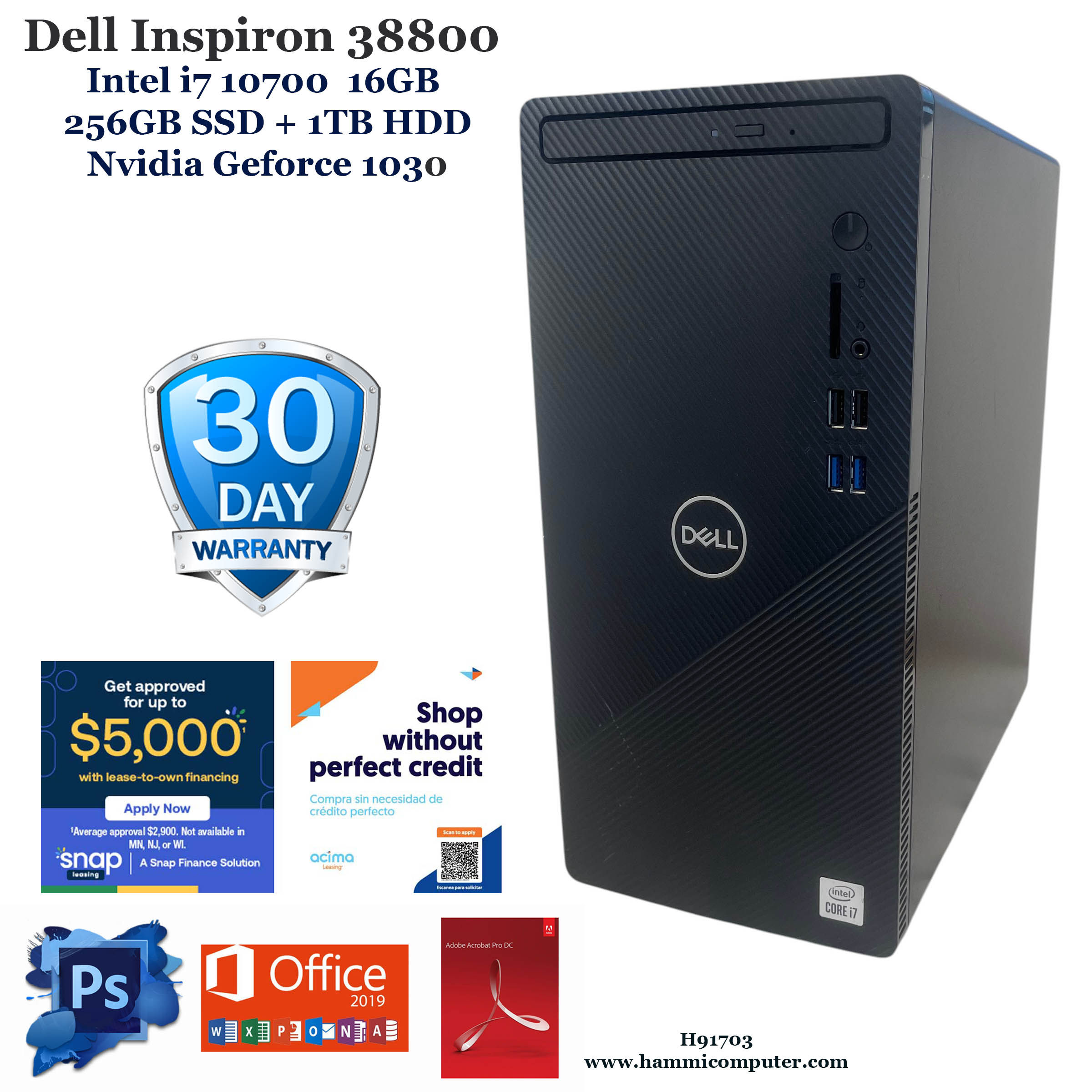 Dell Inspiron 3880, Intel Core i7-10700, 16GB, 256GB SSD+1TB HDD "H91703"