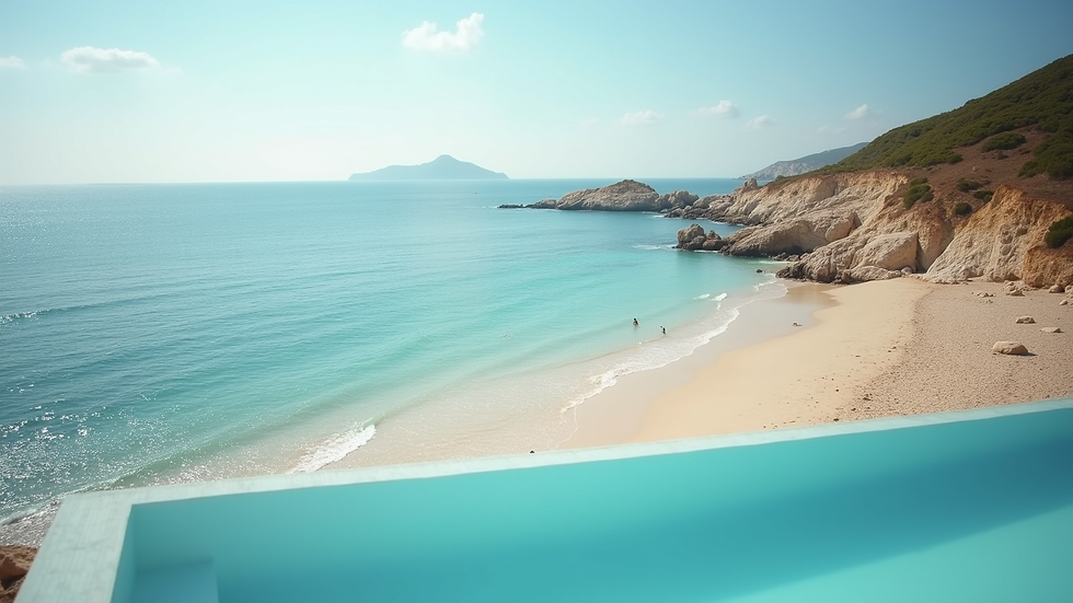Vue rapprochée d'une plage en pente douce avec sable naturel dans une piscine Corse