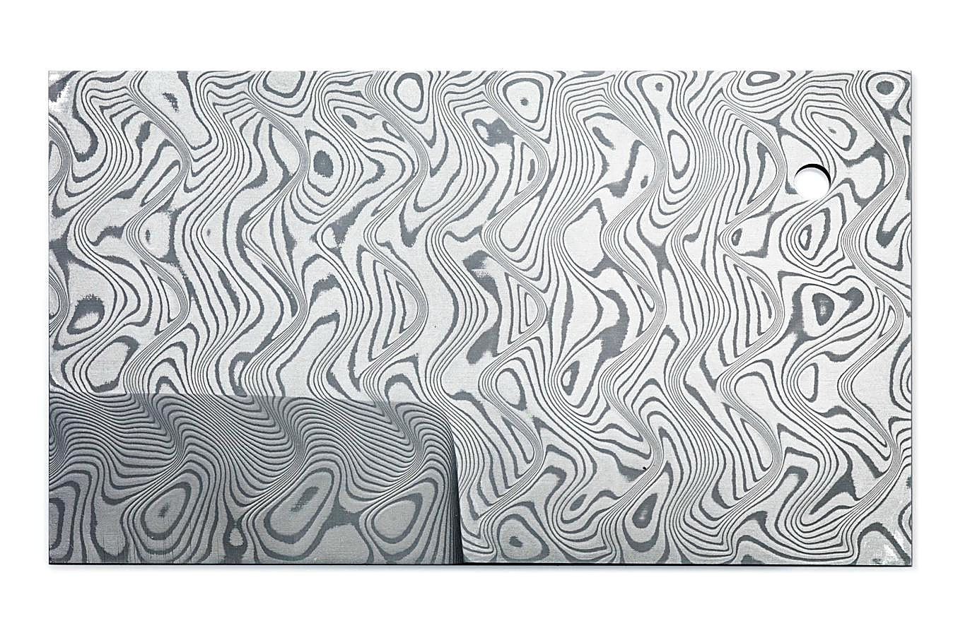 Etched Stainless Damascus Billet in Herringbone (Wave) Pattern