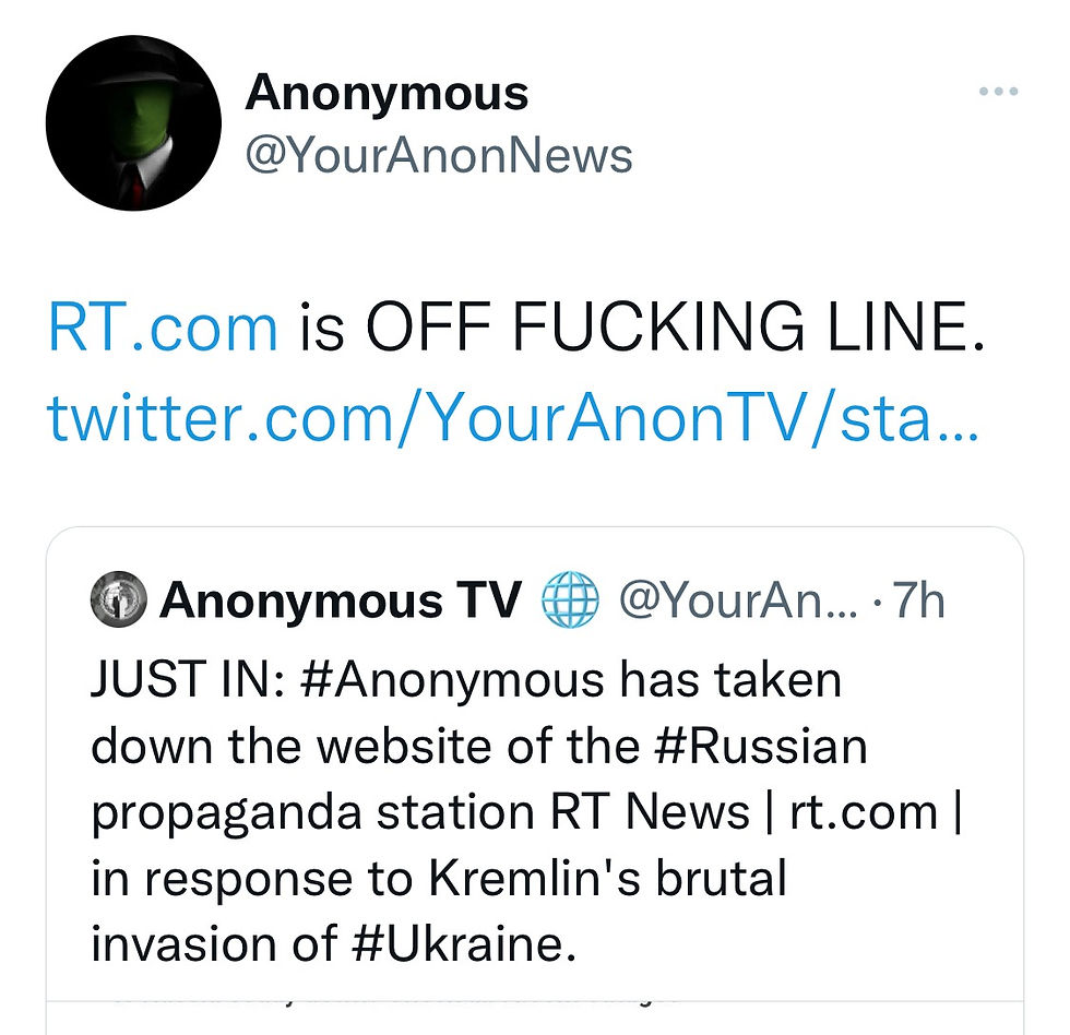 Anonymous во одмазднички напад: објавија сајбервојна на Русија