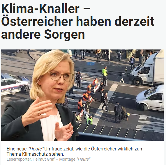 Unique research Umfrage HEUTE Frage der Woche: Bedeutung des Klimaschutzes in der aktuellen Situation. Online Artikel