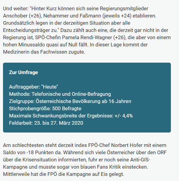 Unique research Umfrage HEUTE Frage der Woche josef kalina peter hajek politikerranking maerz beliebtheit online artikel heute