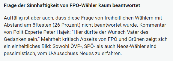 Unique research Umfrage HEUTE Frage der Woche Erkenntnisse durch U-Ausschuss Online Artikel