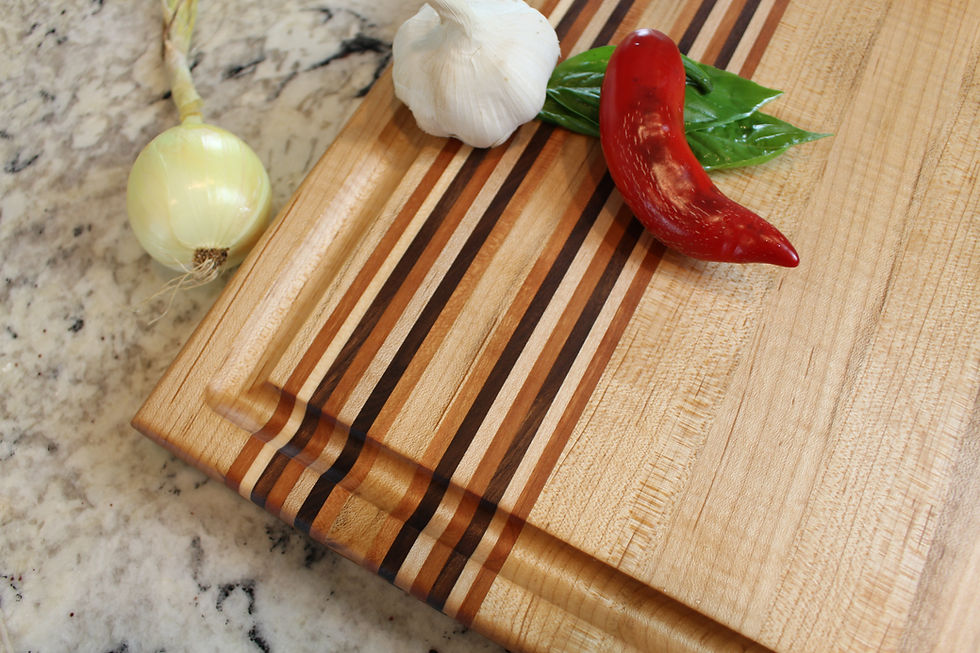 Thumbnail: Custom Edge Grain Cutting Board - Black Walnut, Hard Maple, Cherry & Thin Strips