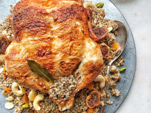 Dajaj (chicken) Mahshi (stuffed) with Freekeh