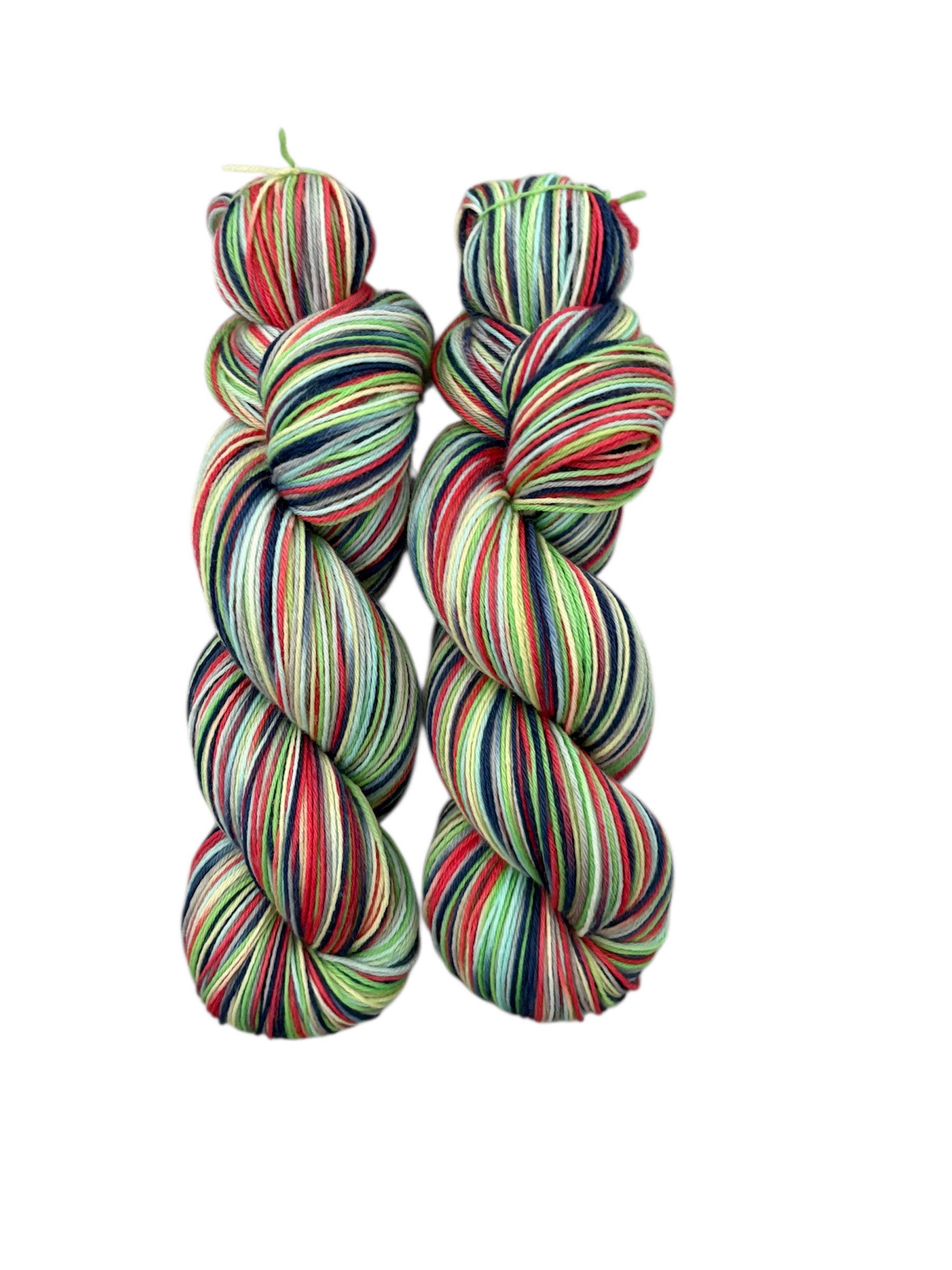 Hand dyed self striping yarn