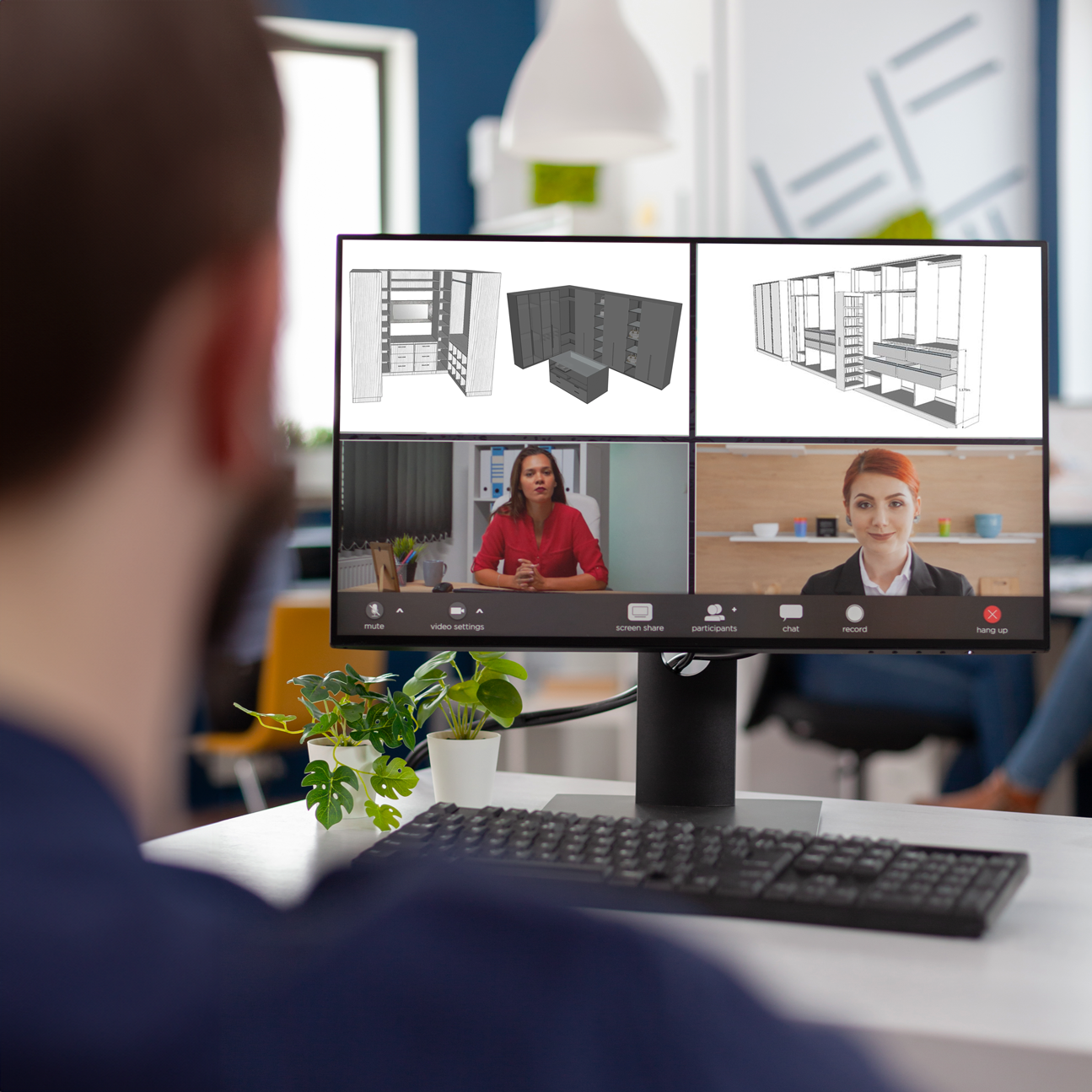 Closet design being rendered in 3D on a computer
