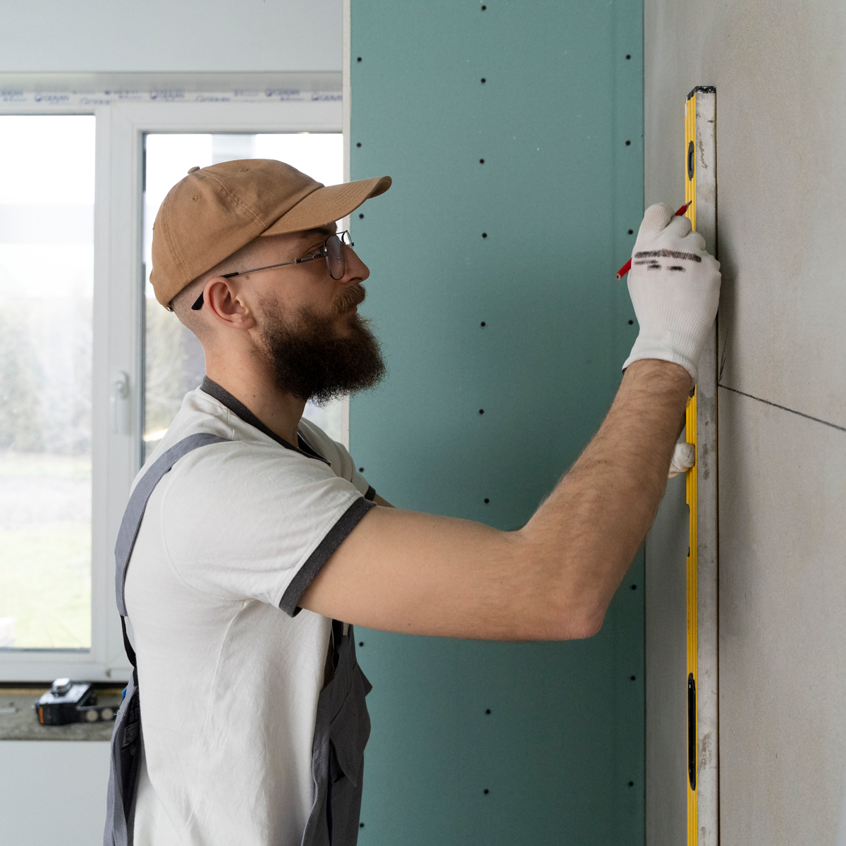 Installer fitting a custom storage system in a home