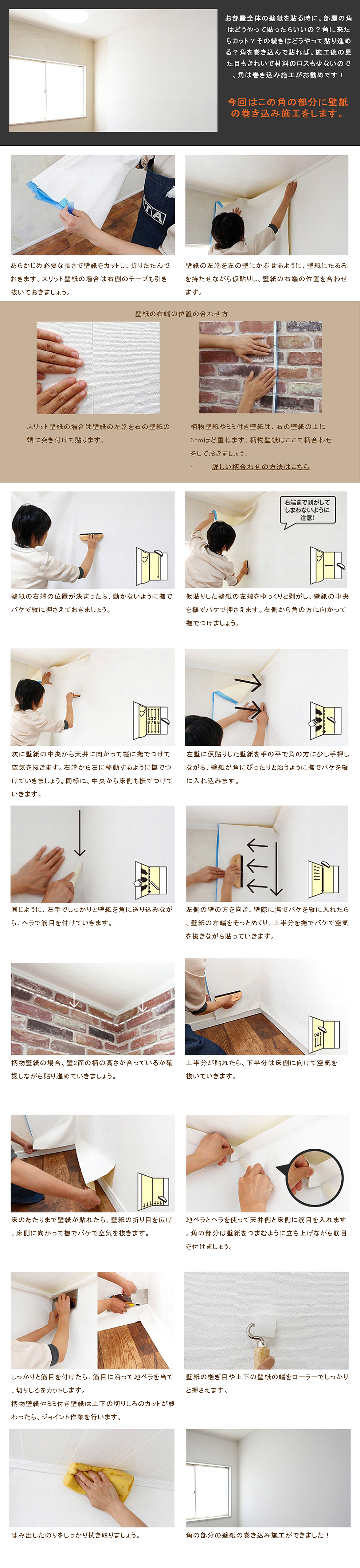 内装工事業 壁紙施工　壁紙施工方法　部屋の角部の壁紙の貼り方.png