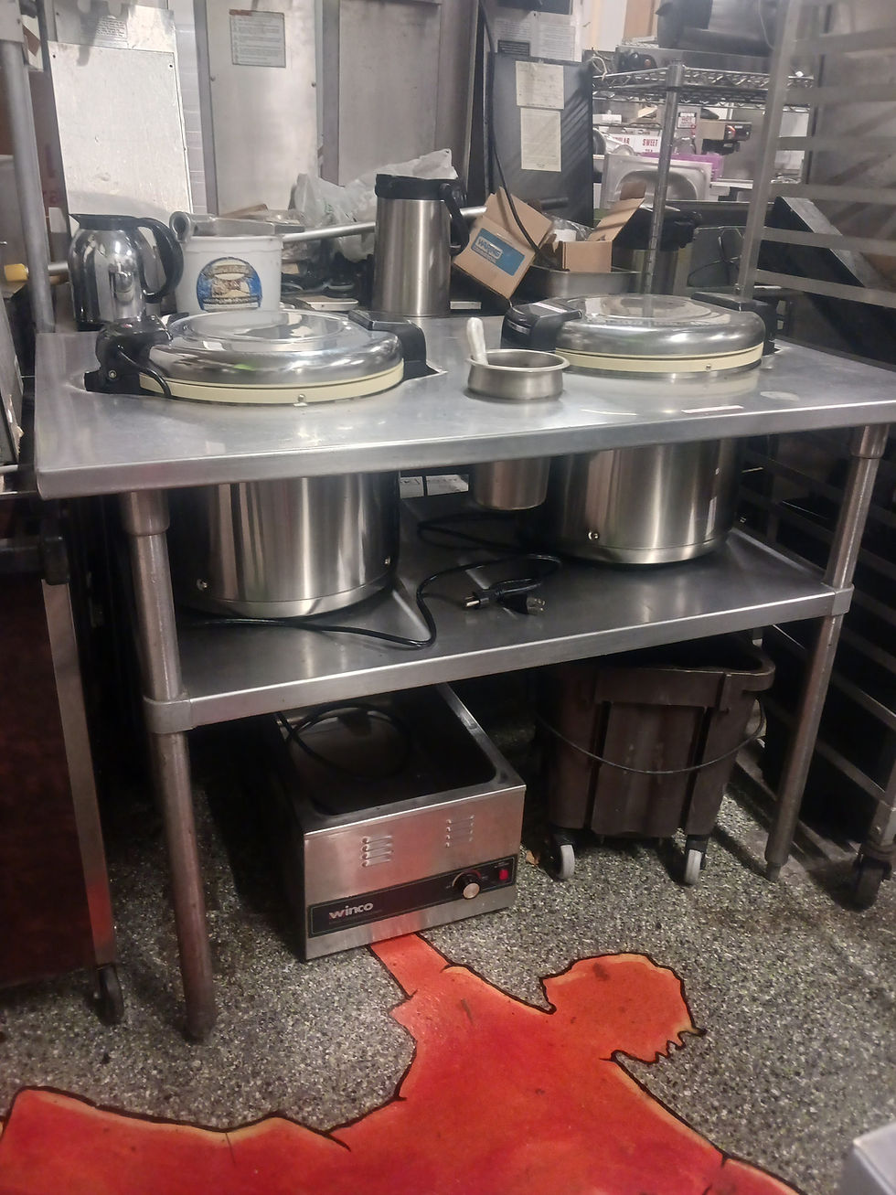 Stainless Steel 2 Hole Rice Warmer Table with Under Shelf. Warmers Not ...
