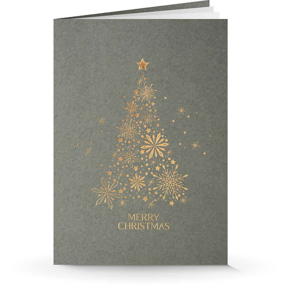 Edle Weihnachtkarte grün mit Goldprägung