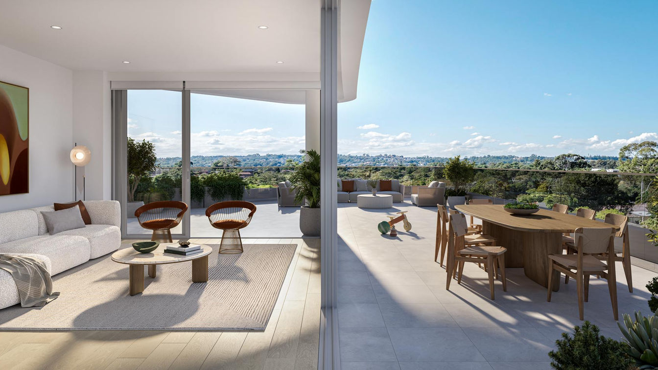 Castle Hill - Meriton - Grange -Living-to-terrace