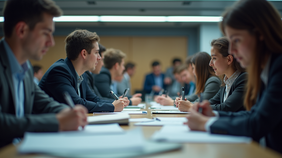 Eye-level view of students participating in a neuroscience quiz competition