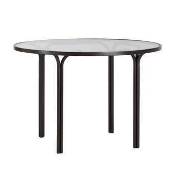 KANTAN ALUMINUM 42" ROUND DINING TABLE, GLASS TOP