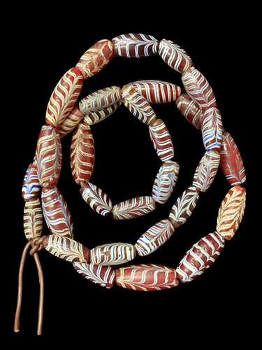 Venetian Cranberry Feather Beads (mid to late 1800