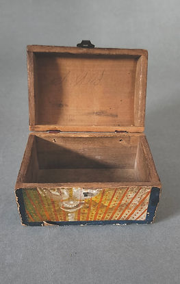 Rare mid-19th century  miniature dome top wallpaper covered trunk