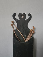 rare 18th century spill box, scrolled crest with cut-out heart
