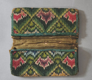 18th century flame stitched man's pocketbook wallet