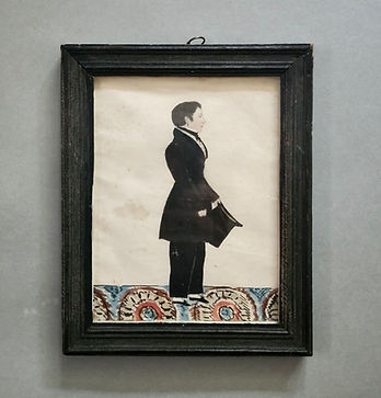 Joseph A. Davis American folkart watercolor portrait of a gentleman.
