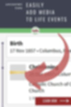 Ancestry Fact Page with title add media to events