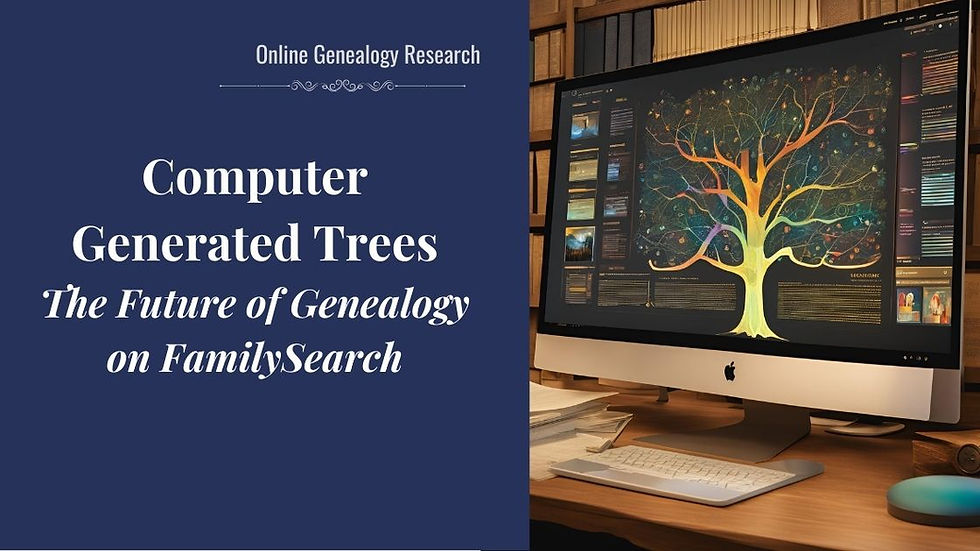 AI generated Desktop computer with a symbolic family tree on screen