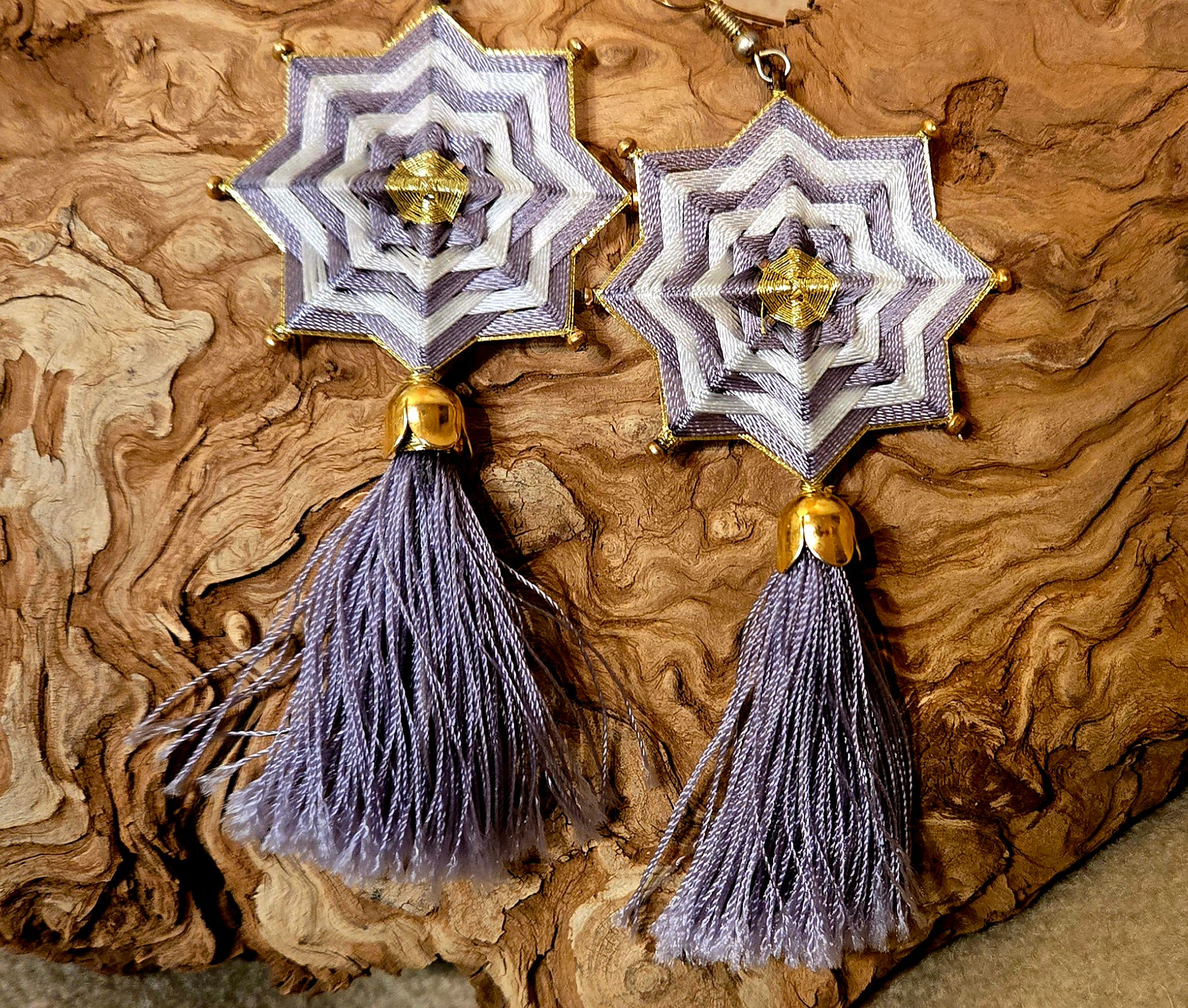 Aretes tejidos Ojo de Dios