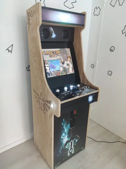 Borne d’arcade multijeux en bois naturel