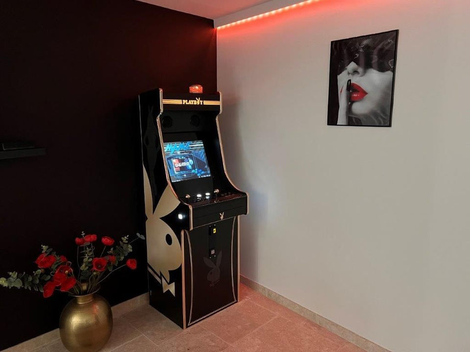 Borne d'arcade playboy dans un salon