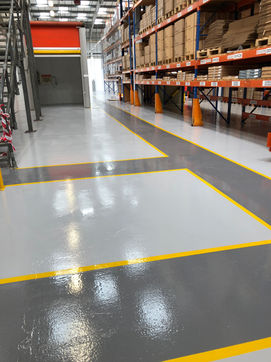 Line marking with ResaFloor Epoxy HB Coating in RAL Colours
